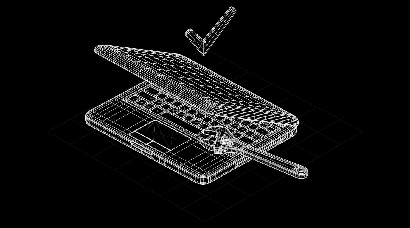 Isometric wireframe icon for Common fix resolution